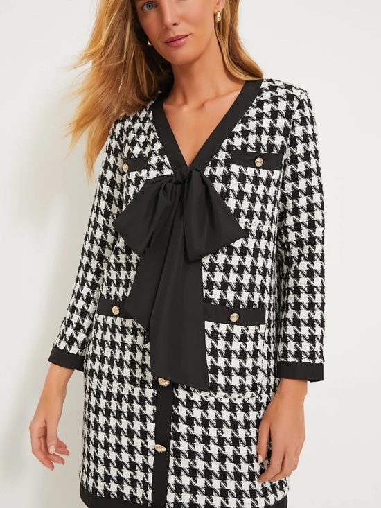 Pomander Place Dresses & Skirts - Pomander Place Black & White Houndstooth Tweed Dress